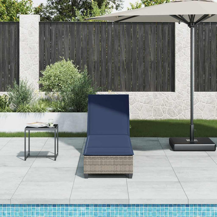 Șezlong cu perne gri 55x200x25,5 cm, poliratan - WALTI WALTI