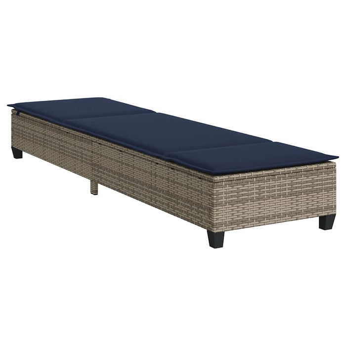 Șezlong cu perne gri 55x200x25,5 cm, poliratan - WALTI WALTI