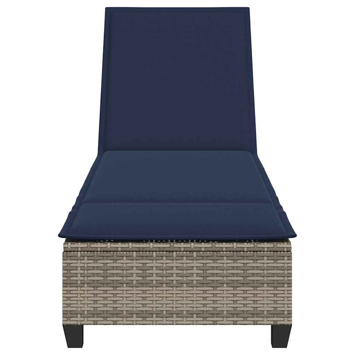 Șezlong cu perne gri 55x200x25,5 cm, poliratan - WALTI WALTI
