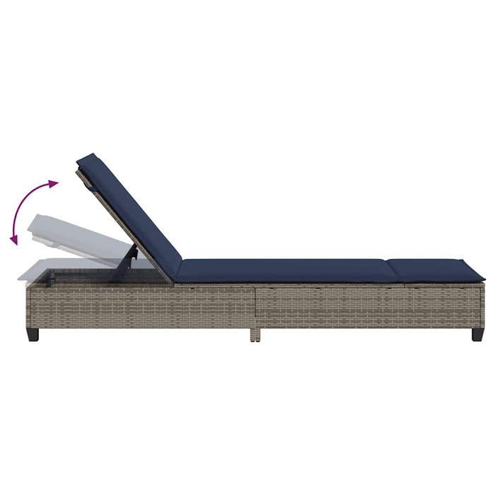 Șezlong cu perne gri 55x200x25,5 cm, poliratan - WALTI WALTI
