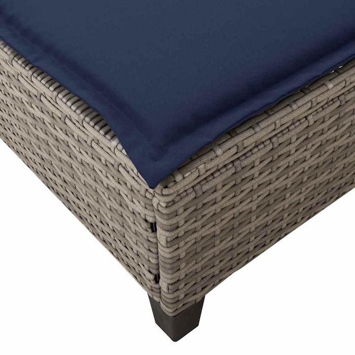 Șezlong cu perne gri 55x200x25,5 cm, poliratan - WALTI WALTI