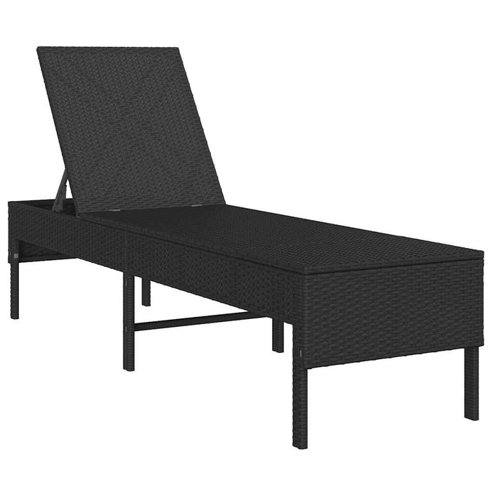 Șezlong cu pernă, negru, 55x200x44 cm, poliratan WALTI