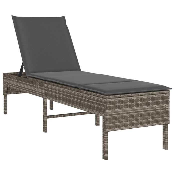 Șezlong cu pernă gri 55x200x44 cm, poliratan - WALTI WALTI