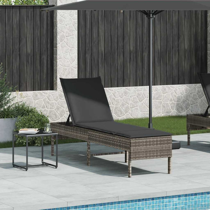 Șezlong cu pernă gri 55x200x44 cm, poliratan - WALTI WALTI