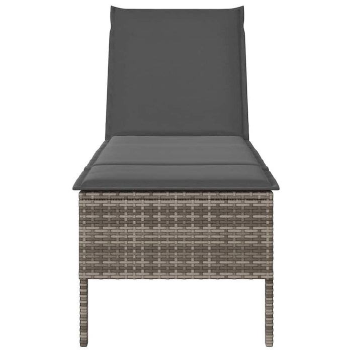 Șezlong cu pernă gri 55x200x44 cm, poliratan - WALTI WALTI