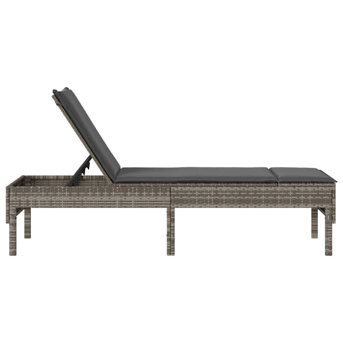 Șezlong cu pernă gri 55x200x44 cm, poliratan - WALTI WALTI