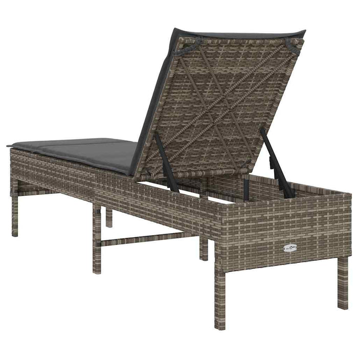 Șezlong cu pernă gri 55x200x44 cm, poliratan - WALTI WALTI