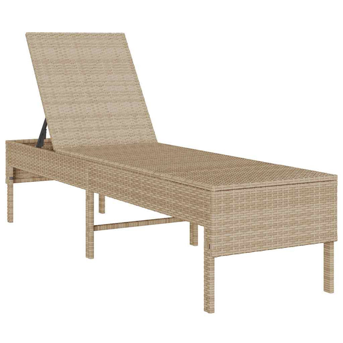 Șezlong cu pernă bej 55x200x44 cm, poliratan WALTI
