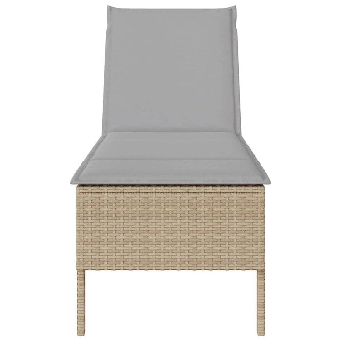 Șezlong cu pernă bej 55x200x44 cm, poliratan WALTI