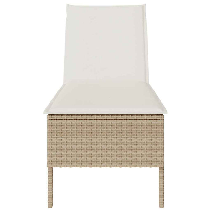 Șezlong cu pernă bej 55x200x44 cm, poliratan WALTI