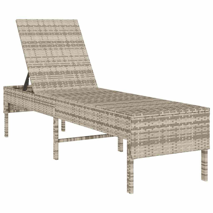 Șezlong cu pernă gri deschis 55x200x44 cm, poliratan WALTI