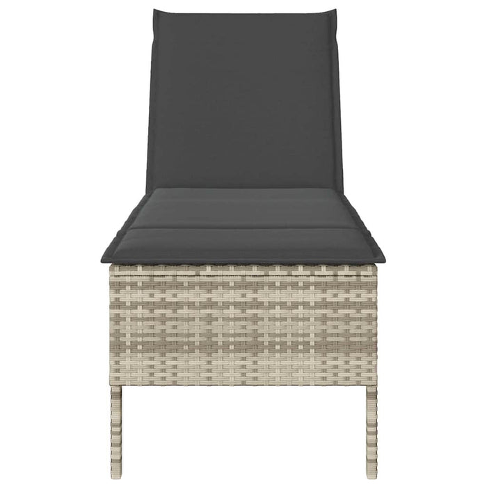 Șezlong cu pernă gri deschis 55x200x44 cm, poliratan WALTI
