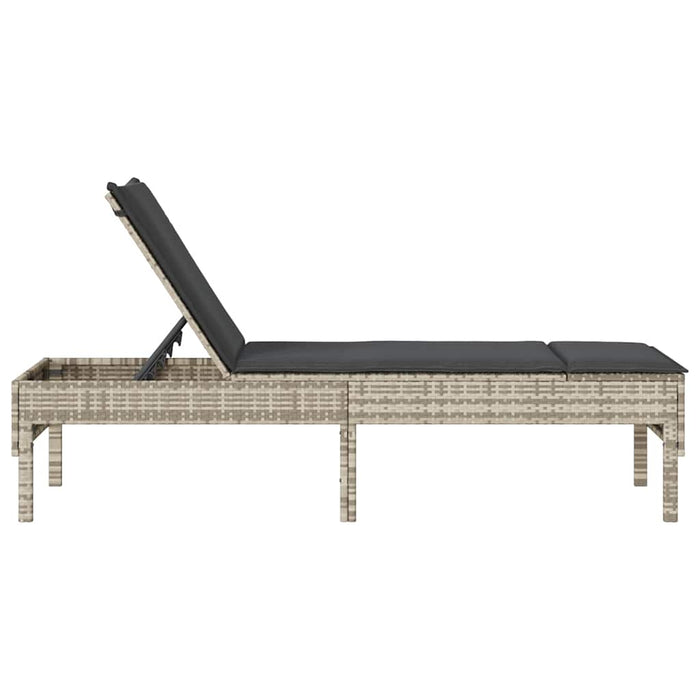 Șezlong cu pernă gri deschis 55x200x44 cm, poliratan WALTI