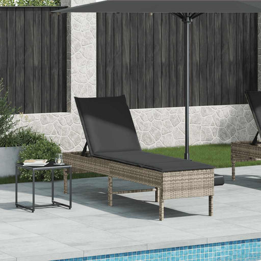 Șezlong cu pernă gri deschis 55x200x44 cm, poliratan - WALTI WALTI