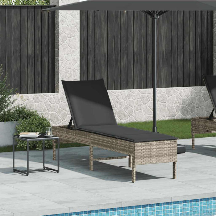 Șezlong cu pernă gri deschis 55x200x44 cm, poliratan WALTI
