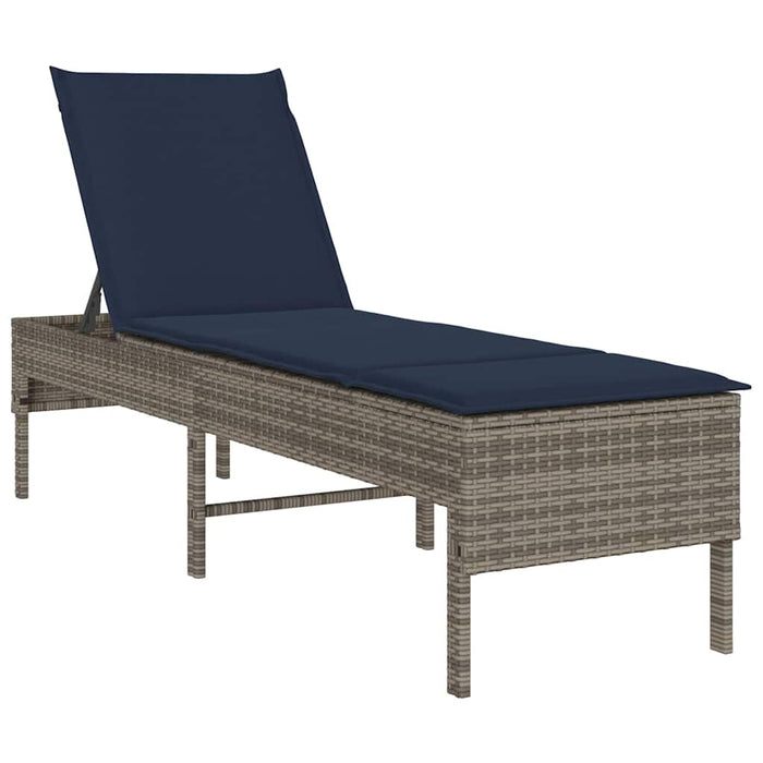 Șezlong cu pernă gri 55x200x44 cm, poliratan WALTI