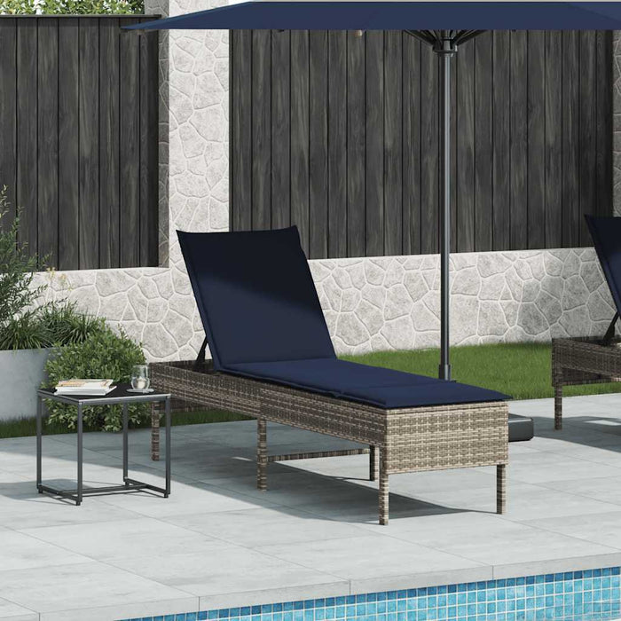 Șezlong cu pernă gri 55x200x44 cm, poliratan WALTI