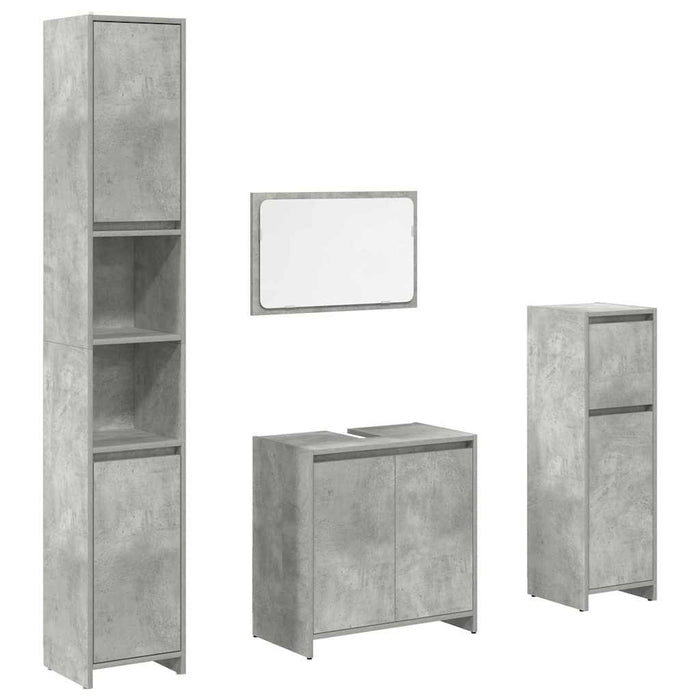 Set mobilier de baie, 4 piese, gri beton, lemn compozit - WALTI WALTI