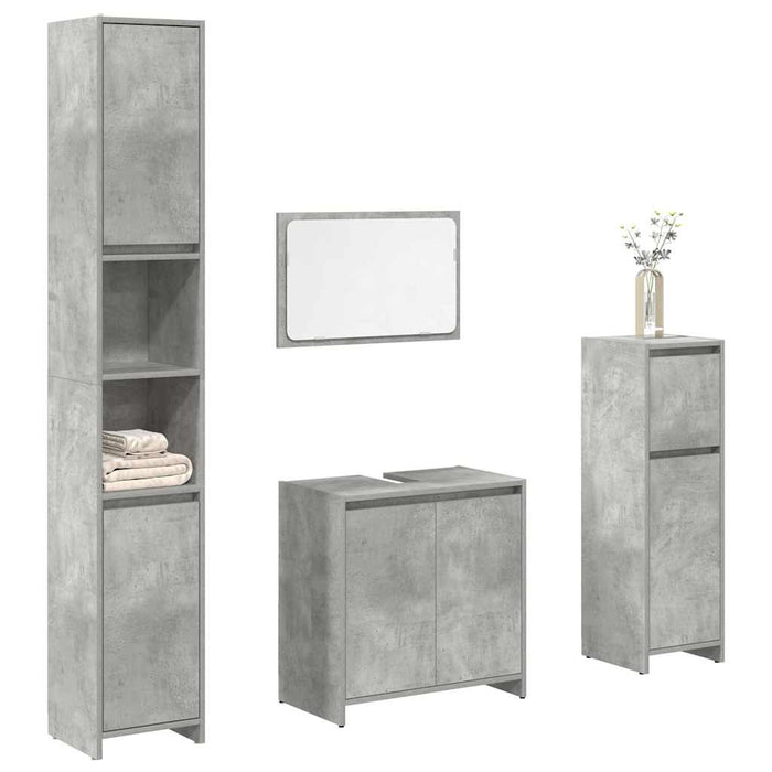 Set mobilier de baie, 4 piese, gri beton, lemn compozit - WALTI WALTI