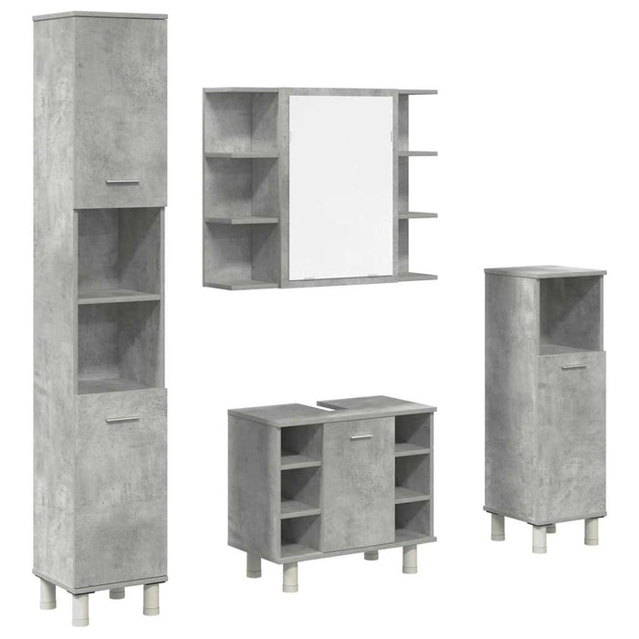 Set mobilier de baie, 4 piese, gri beton, lemn compozit WALTI