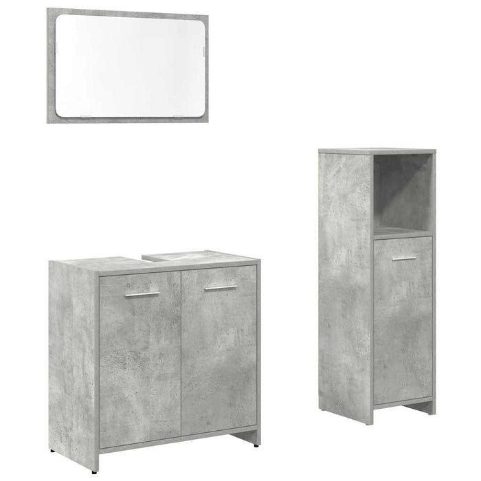 Set mobilier de baie, 3 piese, gri beton, lemn compozit - WALTI WALTI