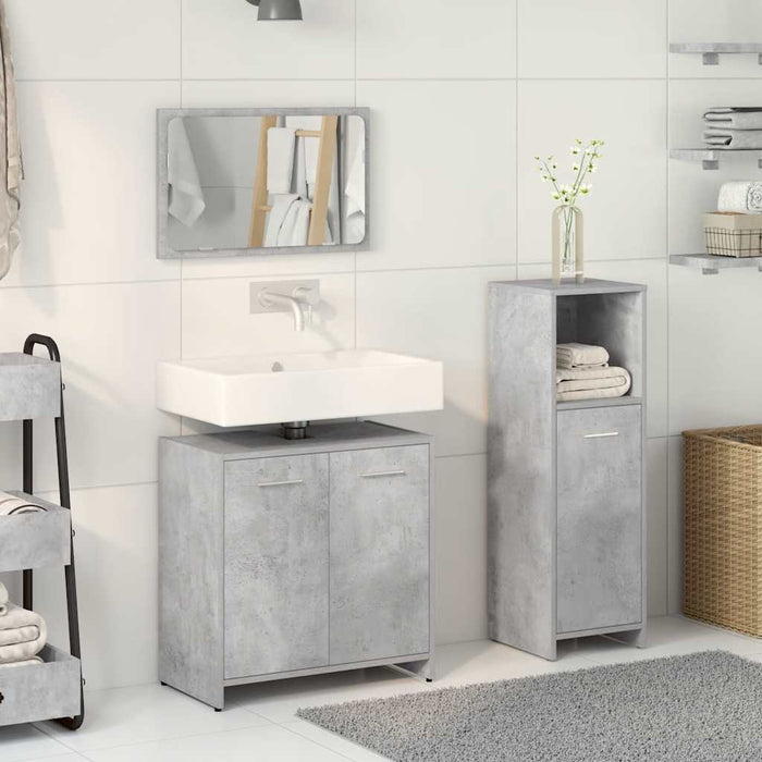 Set mobilier de baie, 3 piese, gri beton, lemn compozit - WALTI WALTI
