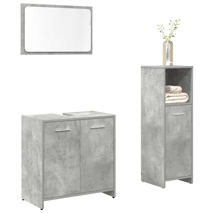 Set mobilier de baie, 3 piese, gri beton, lemn compozit - WALTI WALTI
