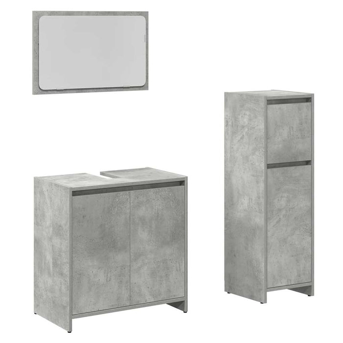 Set mobilier de baie, 3 piese, gri beton, lemn compozit WALTI