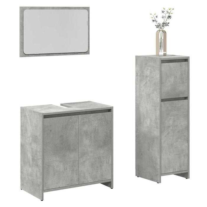 Set mobilier de baie, 3 piese, gri beton, lemn compozit WALTI