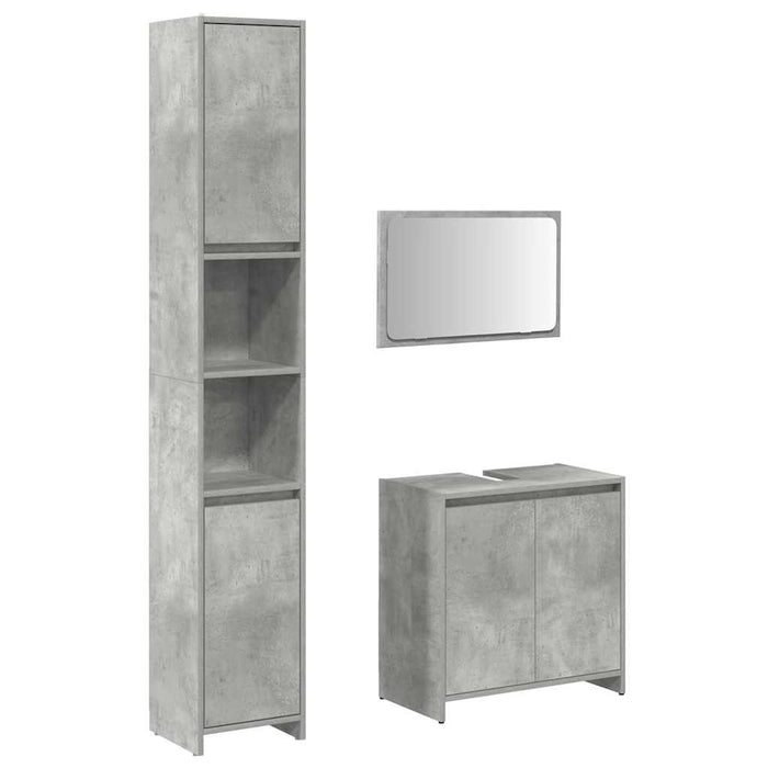 Set mobilier de baie, 3 piese, gri beton, lemn compozit WALTI