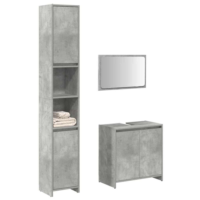 Set mobilier de baie, 3 piese, gri beton, lemn compozit WALTI