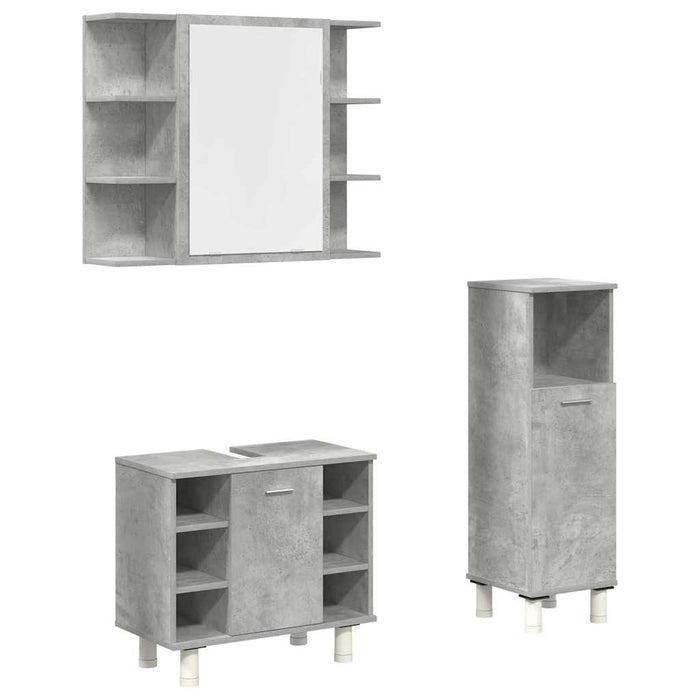 Set mobilier de baie, 3 piese, gri beton, lemn compozit - WALTI WALTI