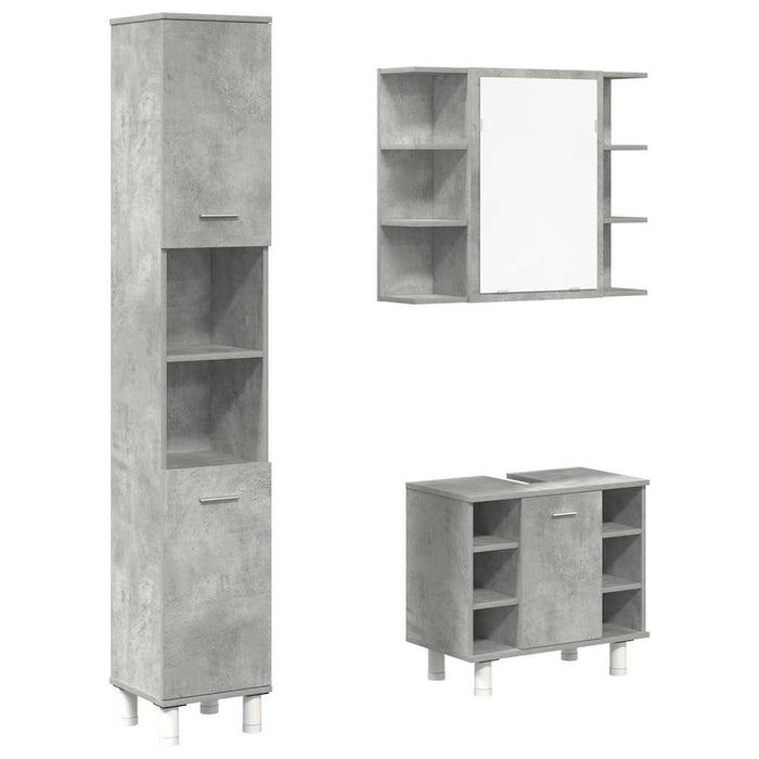 Set mobilier de baie, 3 piese, gri beton, lemn compozit - WALTI WALTI