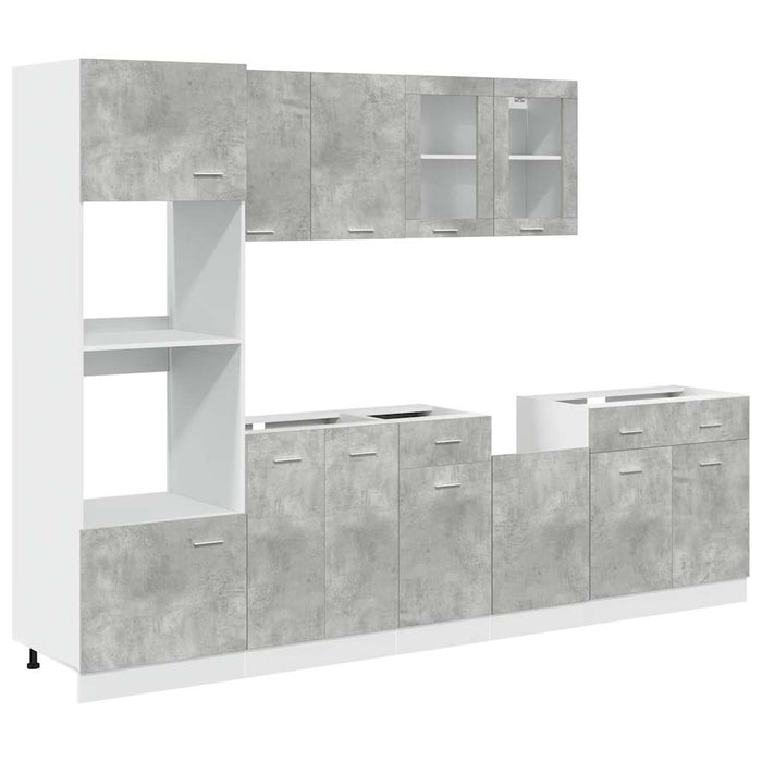 Set dulapuri de bucătărie, Lyon, 7 piese, gri beton, lemn compozit WALTI