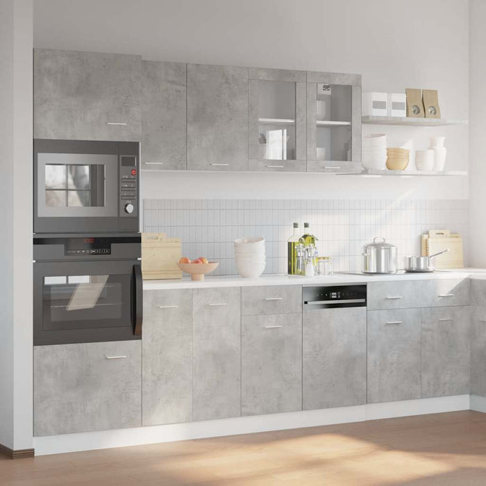 Set dulapuri de bucătărie, Lyon, 7 piese, gri beton, lemn compozit WALTI