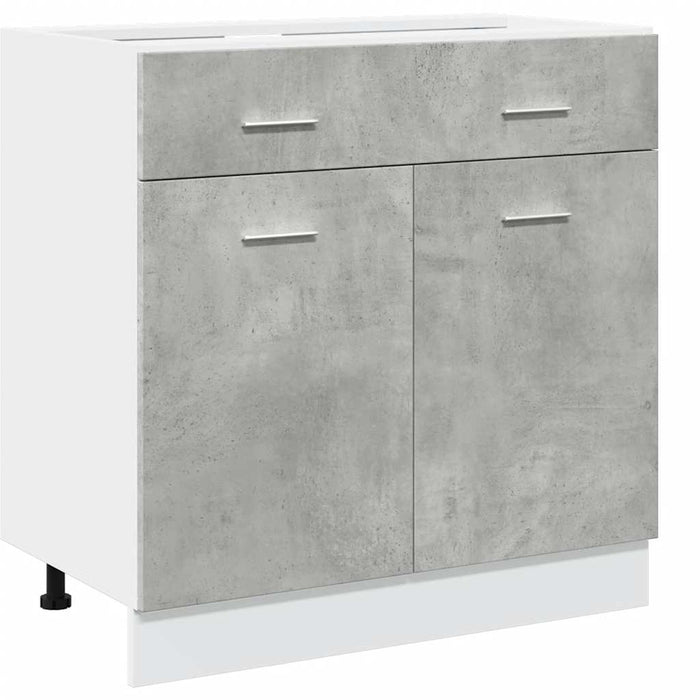 Set dulapuri de bucătărie, Lyon, 7 piese, gri beton, lemn compozit WALTI