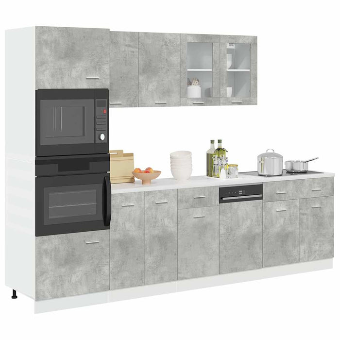 Set dulapuri de bucătărie, Lyon, 7 piese, gri beton, lemn compozit WALTI