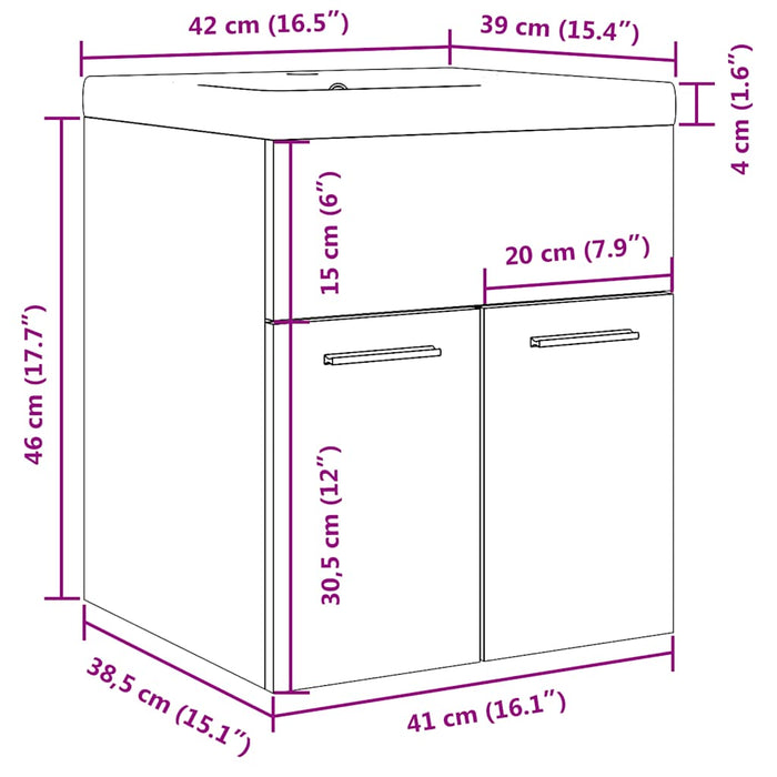 Set mobilier de baie, 2 piese, gri beton, lemn compozit WALTI