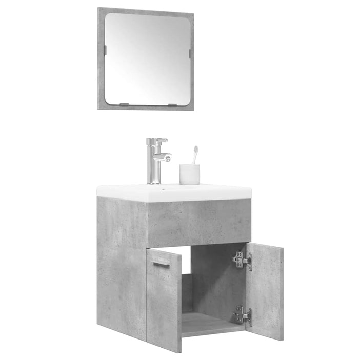 Set mobilier de baie, 3 piese, gri beton, lemn compozit WALTI