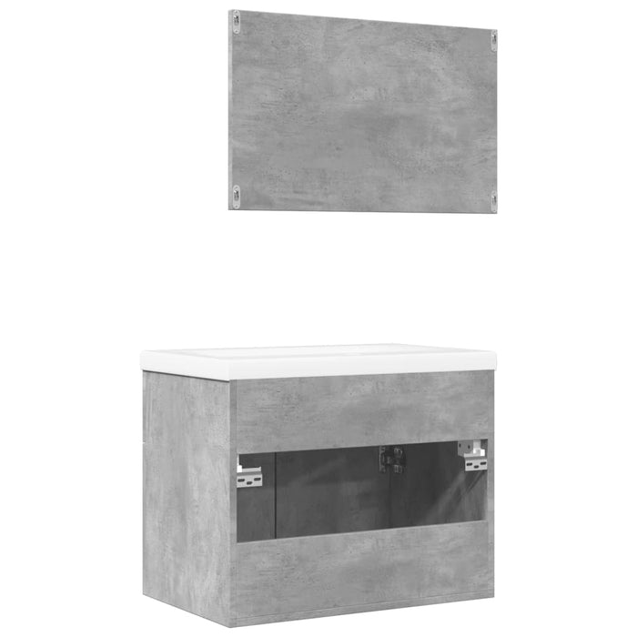 Set mobilier de baie, 3 piese, gri beton, lemn compozit WALTI