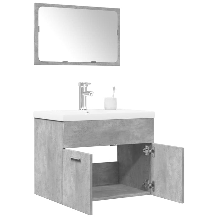 Set mobilier de baie, 3 piese, gri beton, lemn compozit WALTI