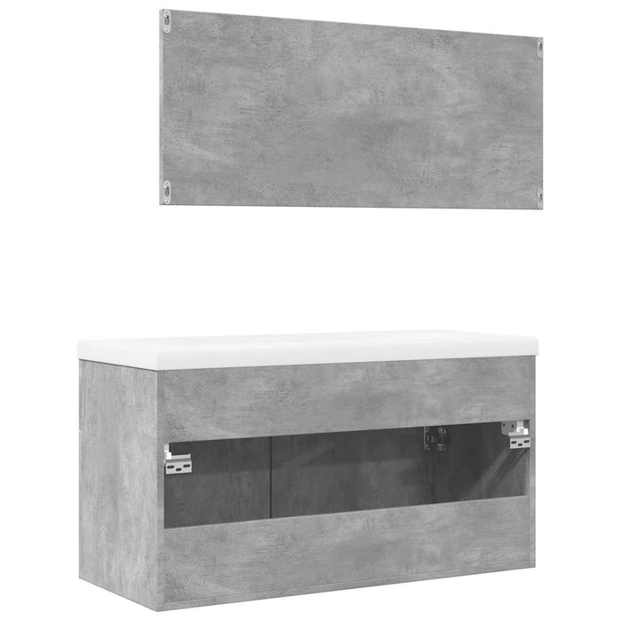 Set mobilier de baie, 3 piese, gri beton, lemn compozit WALTI