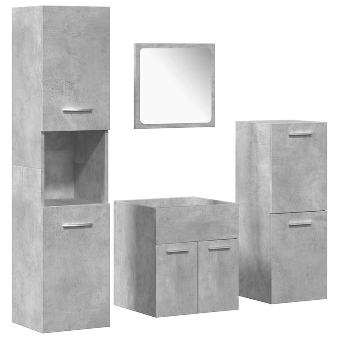 Set mobilier de baie, 4 piese, gri beton, lemn compozit WALTI