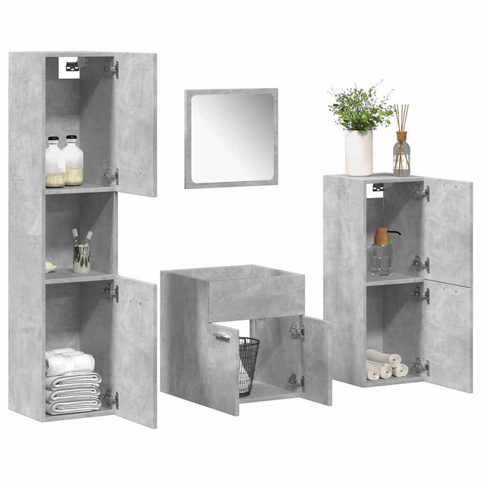 Set mobilier de baie, 4 piese, gri beton, lemn compozit WALTI