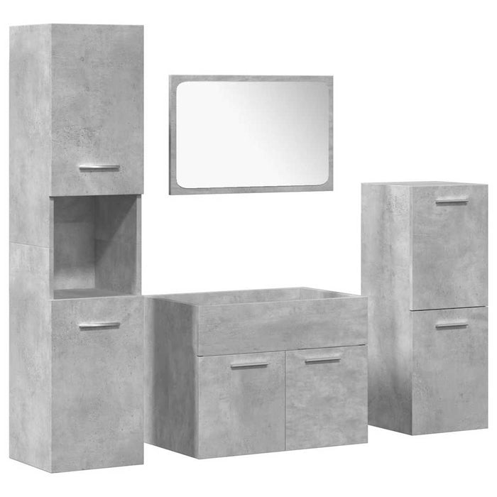 Set mobilier de baie, 4 piese, gri beton, lemn compozit WALTI