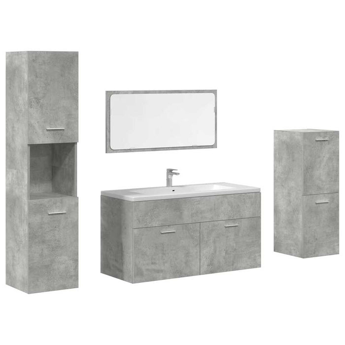 Set mobilier de baie, 4 piese, gri beton, lemn compozit WALTI