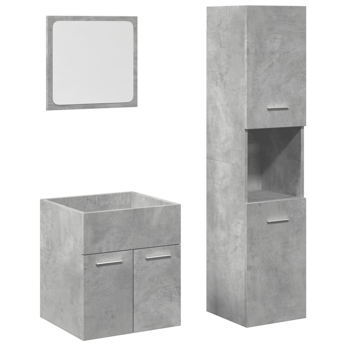 Set mobilier de baie, 3 piese, gri beton, lemn compozit WALTI