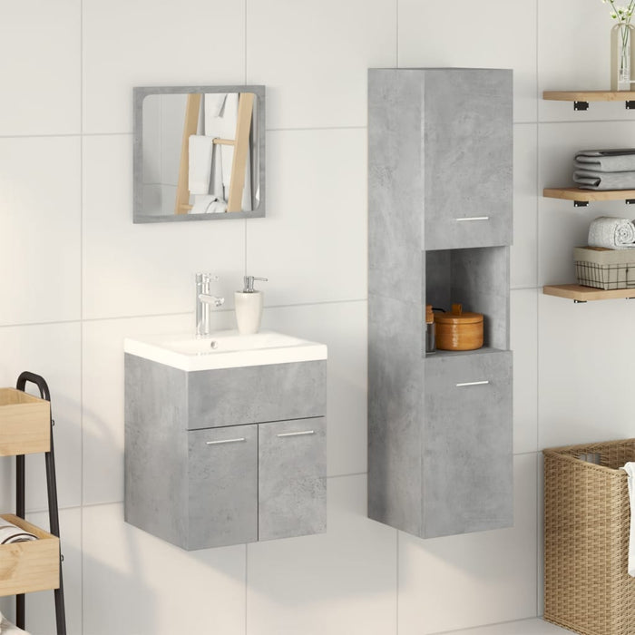 Set mobilier de baie, 3 piese, gri beton, lemn compozit WALTI