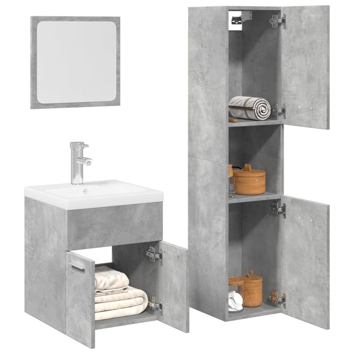 Set mobilier de baie, 3 piese, gri beton, lemn compozit WALTI
