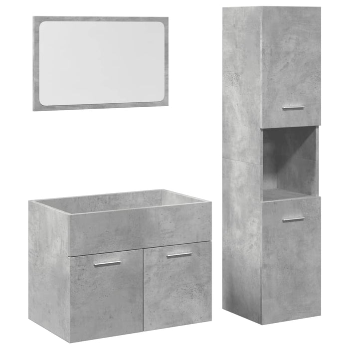Set mobilier de baie, 3 piese, gri beton, lemn compozit - WALTI WALTI